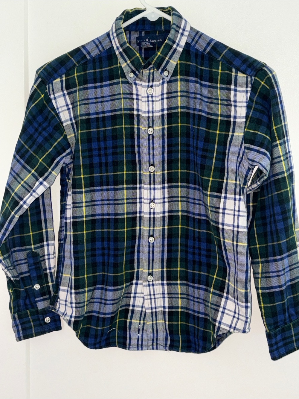 NWOT vintage Ralph Lauren tartan plaid flannel shirt boy's M 12/14